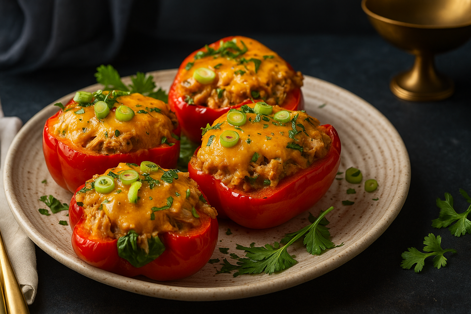 Low – Carb Tuna Melt Bellpeppers