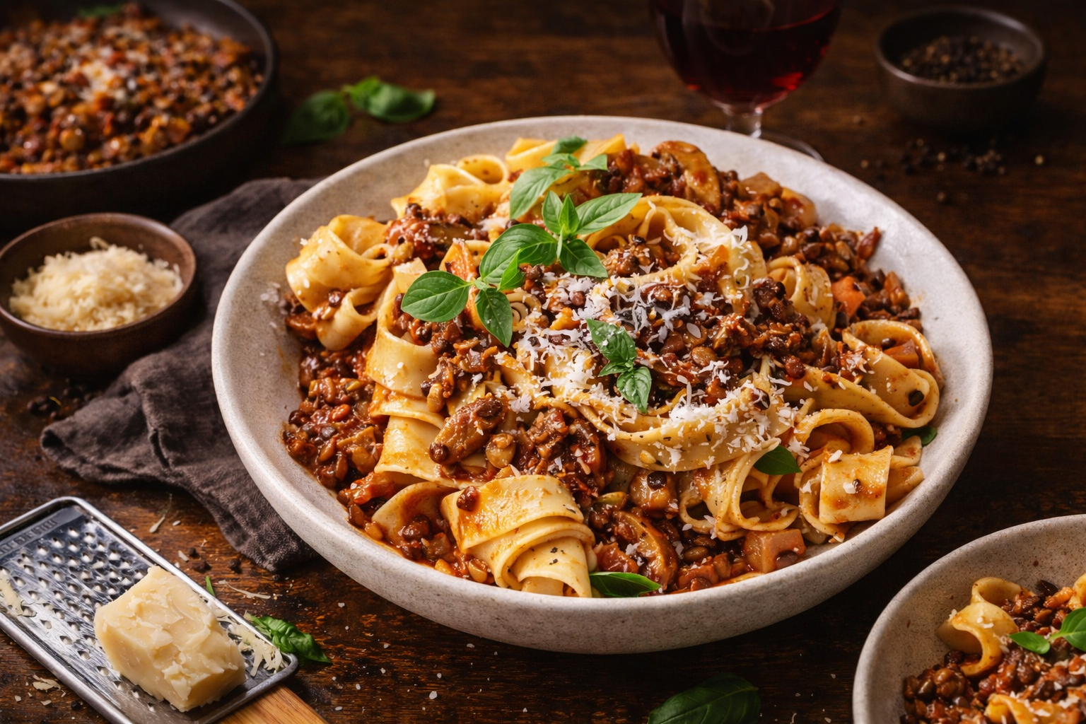 Mushroom and Lentil Ragu Pasta